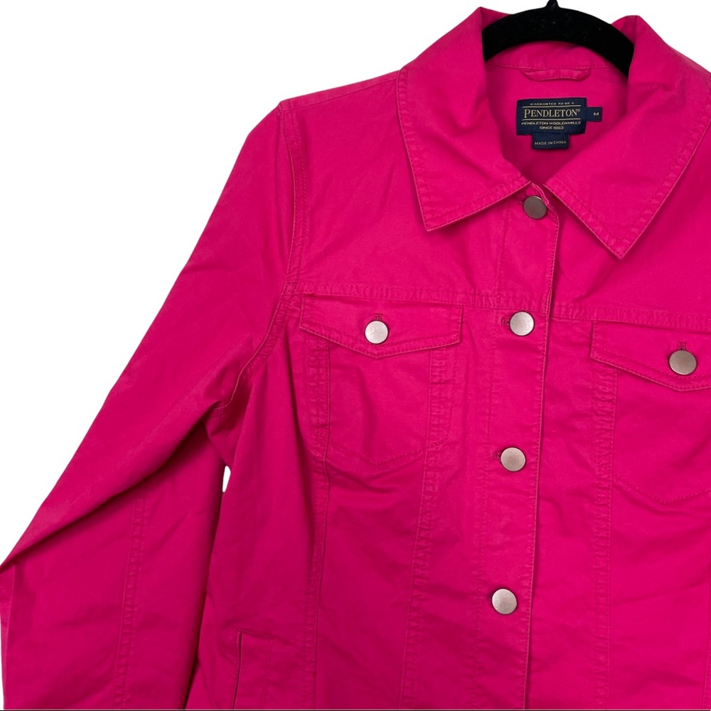 Pendleton Pink Denim Jacket Silver Button-Down Hi… - image 8